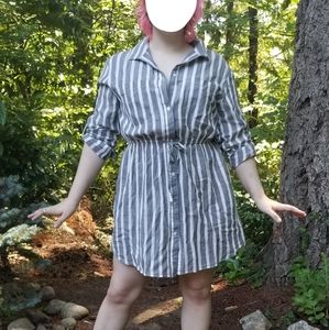 Stripped oversized shirt dress